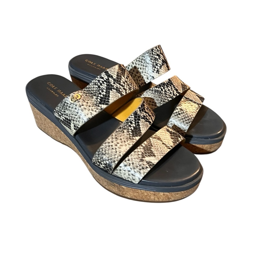 Cole Haan Snakeskin Grand 0 Wedge Sandals